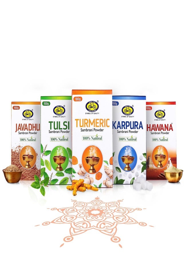 سايكل مسحوق سامبراني الأصلي النقي من سايكل، ١٠٠ غرام (عبوة من ٥) | الأنواع: الكركم، الريحان، جافادو، هاوانا، مسحوق الكاربورا سامبراني | مثالي للطقوس اليومية، والمناسبات الاحتفالية، والاحتفالات الخاصة - Image 1